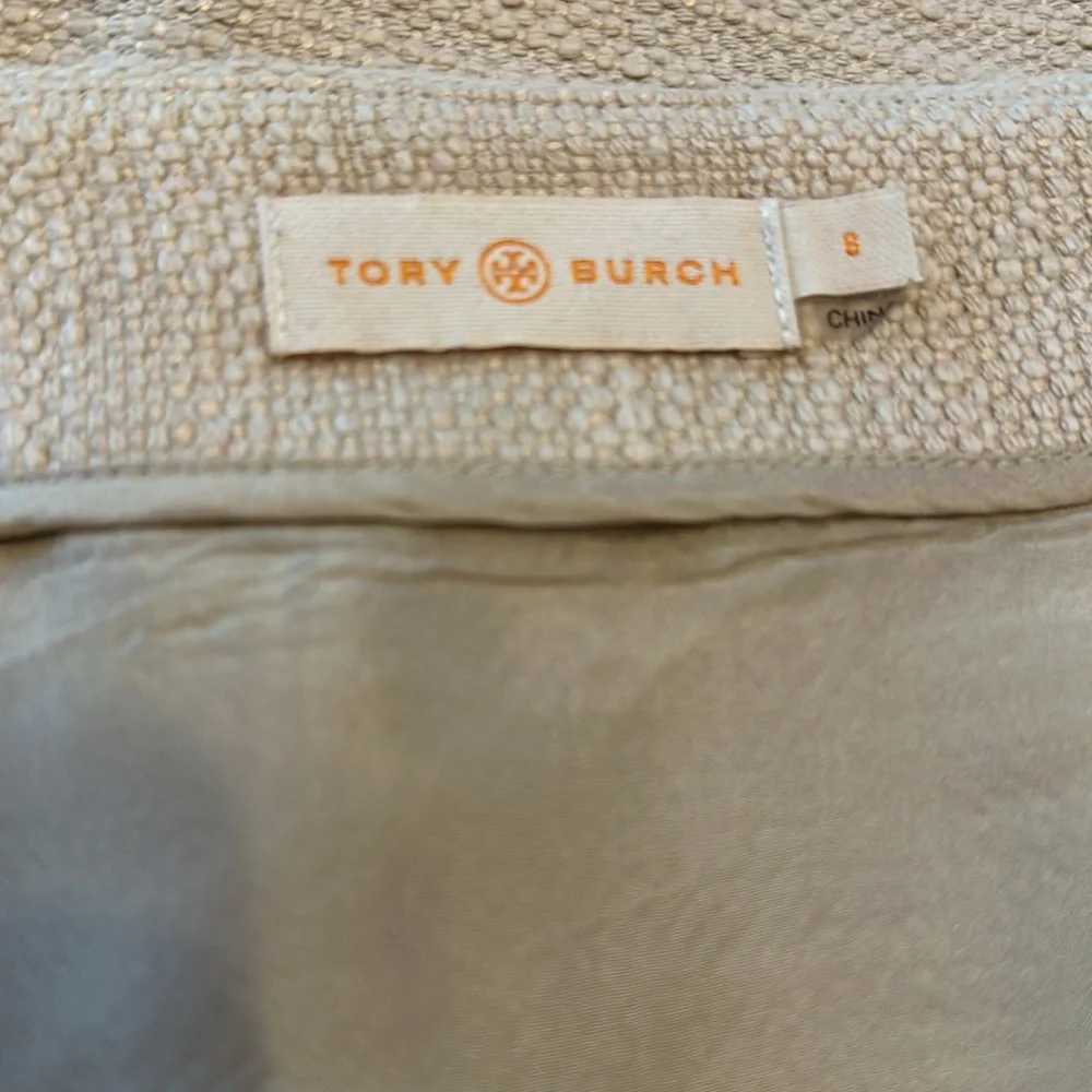 Tory Burch Denise A-line cream silk lined 8 zipper tweed textured mini skirt - Picture 10 of 15